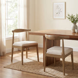 Set of 2 Mid-Century Rubberwood Dining Chairs, Tapered Leg Open Back Upholstered Side Chairs for Dining Room Kitchen