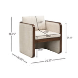 Set of 2 Rubberwood Accent Dining Chairs, Upholstered Armchairs with Pillow, Mid-Century Living Room Side Chairs