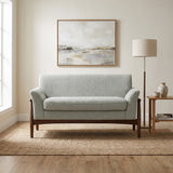 57.5" Upholstered Loveseat Sofa, Modern Minimalist Sofa Couch with Flared Arms and Solid Elm Wood Leg Base Frame