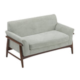 57.5" Upholstered Loveseat Sofa, Modern Minimalist Sofa Couch with Flared Arms and Solid Elm Wood Leg Base Frame
