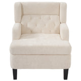 Upholstered Wingback Accent Chair, Mid-Century Modern Tufted Armchair Reading Chair Sofa Chair with Solid Wood Legs