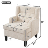 Upholstered Wingback Accent Chair, Mid-Century Modern Tufted Armchair Reading Chair Sofa Chair with Solid Wood Legs