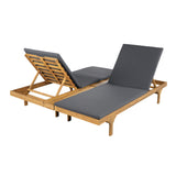 Set of 2 Patio Chaise Lounges with Side Tray, 5-Position Adjustable Outdoor Recliners w/ 1.57" Dark Gray Water-Resistant Cushions