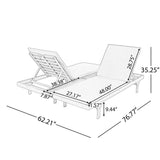 Set of 2 Patio Chaise Lounges with Side Tray, 5-Position Adjustable Outdoor Recliners w/ 1.57" Dark Gray Water-Resistant Cushions