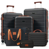6pcs Hardside Luggage Set with TSA Lock, 14/20/24/28 Inch Spinner Suitcases with Expandable Duffel & Waterproof Toiletry Bag
