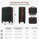 6pcs Hardside Luggage Set with TSA Lock, 14/20/24/28 Inch Spinner Suitcases with Expandable Duffel & Waterproof Toiletry Bag