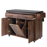 Rolling Kitchen Island with Drop Leaf, Kitchen Cart with Drawers, Trash Can Storage Cabinet & Adjustable Shelf for Dining Room