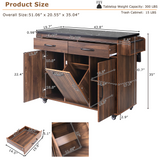 Rolling Kitchen Island with Drop Leaf, Kitchen Cart with Drawers, Trash Can Storage Cabinet & Adjustable Shelf for Dining Room