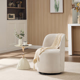1 PC Upholstered Swivel Barrel Chair, Round Linen Armless Accent Chair for Bedroom, Living Room, Dining Room, Reading Room