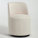 1 PC Upholstered Swivel Barrel Chair, Round Linen Armless Accent Chair for Bedroom, Living Room, Dining Room, Reading Room