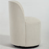 1 PC Upholstered Swivel Barrel Chair, Round Linen Armless Accent Chair for Bedroom, Living Room, Dining Room, Reading Room