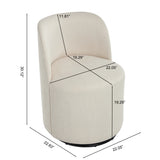 1 PC Upholstered Swivel Barrel Chair, Round Linen Armless Accent Chair for Bedroom, Living Room, Dining Room, Reading Room