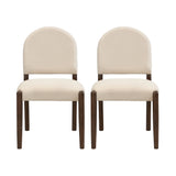 Mid-Century Modern Upholstered Dining Chairs Set of 2, Armless Side Chairs with Rubberwood Frame
