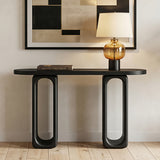 50" Modern Sculptural Console Table, Entryway Table with Oval Cutout Legs, Contemporary Sofa Table, Black