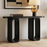 50" Modern Sculptural Console Table, Entryway Table with Oval Cutout Legs, Contemporary Sofa Table, Black
