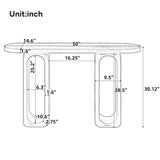 50" Modern Sculptural Console Table, Entryway Table with Oval Cutout Legs, Contemporary Sofa Table, Black