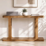 Modern Console Table with Bottom Shelf, Minimalist Accent Table Entryway Sofa Table for Living Room, Hallway & Foyer, Walnut