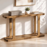 Modern Console Table with Bottom Shelf, Minimalist Accent Table Entryway Sofa Table for Living Room, Hallway & Foyer, Walnut