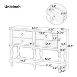 Vintage Console Table with 4 Soft-Close Drawers, Farmhouse Entryway Sofa Table with Bottom Shelf, for Living Room & Hallway, Natural