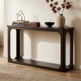 55" Console Table with Bottom Shelf, Minimalist Open Arch Entryway Table, Transitional Sofa Table, Espresso