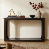 55" Console Table with Bottom Shelf, Minimalist Open Arch Entryway Table, Transitional Sofa Table, Espresso