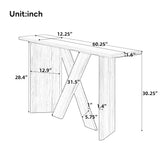 60.25" Minimalist Modern X-Frame Console Table, Entryway Table Rounded Edges Sofa Table with Angled Legs, Natural
