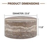 24" Round Wood Grain Cylindrical Coffee Table, Minimalist Drum Center Table Accent Table for Small Spaces