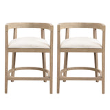 Set of 2 Counter Height Bar Stools, Upholstered Armchairs with Rubberwood Frame & Soft Cushion for Kitchen Island, Cafe