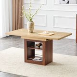 59"-71" Expandable Dining Table with Storage Base, Modern Two-Tone Rectangular Kitchen Table, Seats 4-8