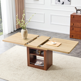 59"-71" Expandable Dining Table with Storage Base, Modern Two-Tone Rectangular Kitchen Table, Seats 4-8