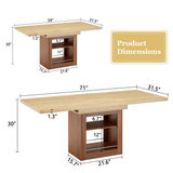 59"-71" Expandable Dining Table with Storage Base, Modern Two-Tone Rectangular Kitchen Table, Seats 4-8
