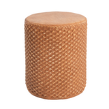Outdoor Patio End Table Round Side Table, All-Weather Faux Woven Rattan Drum Accent Table, Brown