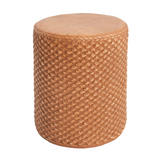 Outdoor Patio End Table Round Side Table, All-Weather Faux Woven Rattan Drum Accent Table, Brown