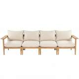 Outdoor 4-Seater Sofa, Acacia Wood Modular Patio Sectional Couch with Thick Washable Cushions, Beige+Light Teak