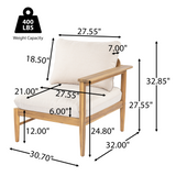 Outdoor 4-Seater Sofa, Acacia Wood Modular Patio Sectional Couch with Thick Washable Cushions, Beige+Light Teak