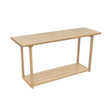 60" Outdoor Console Table, 2-Tier Rectangular Patio Buffet & Sofa Side Bartop with Storage Shelf, Light Teak Finish