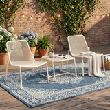 3-Piece Outdoor Conversation Set, Patio Chat Set, All-Weather Iron Mesh Bistro Lounge Chairs & Square Side Table