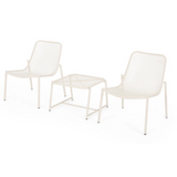 3-Piece Outdoor Conversation Set, Patio Chat Set, All-Weather Iron Mesh Bistro Lounge Chairs & Square Side Table