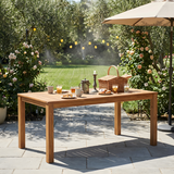 67" Outdoor Acacia Wood Dining Table, Rectangular Slatted Patio Table for 6, Smooth Rounded Corners, Natural