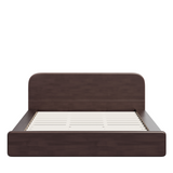 Mid-Century Modern Platform Bed Frame, King Size Solid Rubberwood Bed Frame with Rounded Headboard, Walnut