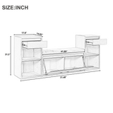 All-in-One Entryway Storage Bench with Cushion, Hallway Mudroom Bench with Drawers, Flip-Down Compartments & Adjustable Shelves