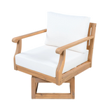 Set of 2 Swivel Patio Armchair, 360° Rotating Outdoor Lounge Chair with Waterproof Cushions for Balcony, Porch & Garden, Natural