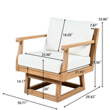 Set of 2 Swivel Patio Armchair, 360° Rotating Outdoor Lounge Chair with Waterproof Cushions for Balcony, Porch & Garden, Natural