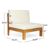 X-Back 3-Seater Outdoor Sofa Couch with Acacia Wood Frame & Water-Resistant Cushions, Patio Conversation Furniture Set