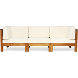 Outdoor 3-Seater Sofa Couch with Acacia Wood Frame & Water-Resistant Cushions, Patio Sofa Couch