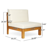 Outdoor 3-Seater Sofa Couch with Acacia Wood Frame & Water-Resistant Cushions, Patio Sofa Couch