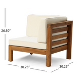 Outdoor 3-Seater Sofa Couch with Acacia Wood Frame & Water-Resistant Cushions, Patio Sofa Couch