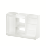 Kids Bookshelf and Toy Storage, 3-Tier Baby Sling Bookcase with Stuffed Animal Organizer, Toddler Montessori Bookshelf, White