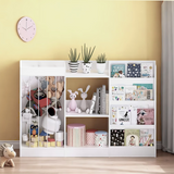 Kids Bookshelf and Toy Storage, 3-Tier Baby Sling Bookcase with Stuffed Animal Organizer, Toddler Montessori Bookshelf, White