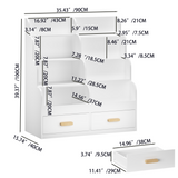 Kids Bookshelf with 2 Storage Drawers, Wooden Toddler Bookcase & Toy Organizer, Multi-Tier Children's Reading Shelf, White